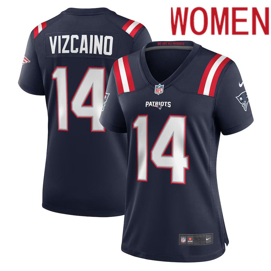Women New England Patriots 14 Tristan Vizcaino Nike Navy Home Game Player NFL Jersey